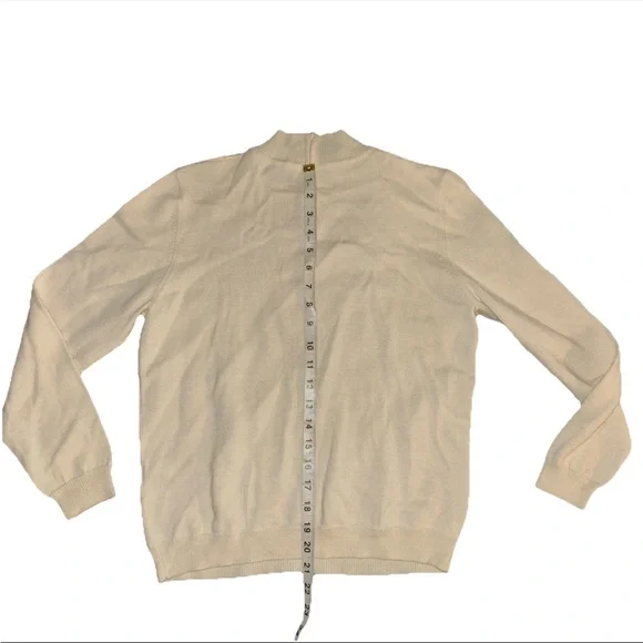 Vintage Alfred Dunner Sweater M Petite Cream Purple Floral Embroidered Grandma - Picture 4 of 4